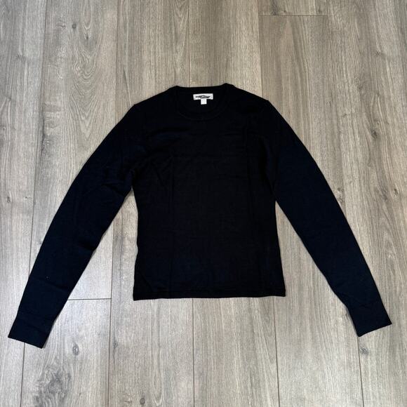 J.Crew Carolyn Fitted Crewneck Merino Wool Sweater S Black Long Sleeve Pullover - Picture 3 of 7